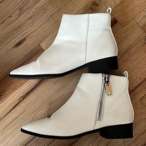 White Leather Flat Booties
